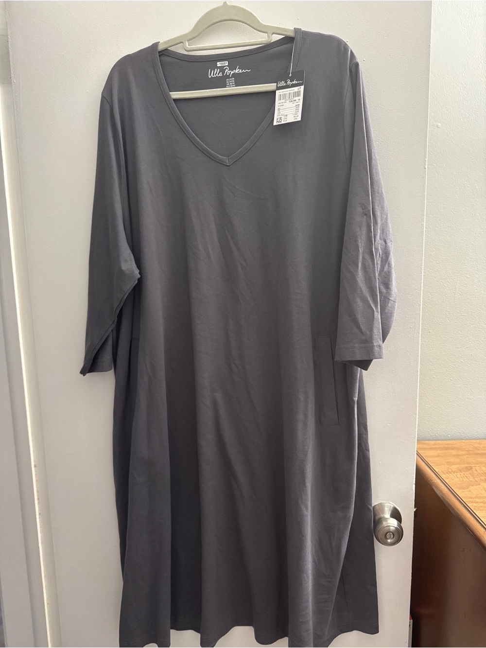Ulla Popken Gray V-Neck Dress